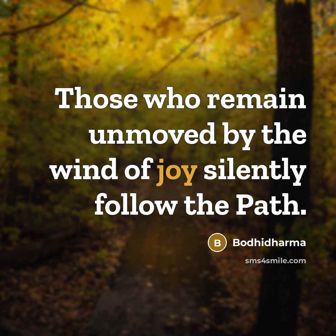 “Those who remain unmoved by the wind of joy silently follow the Path.” quote by Bodhidharma