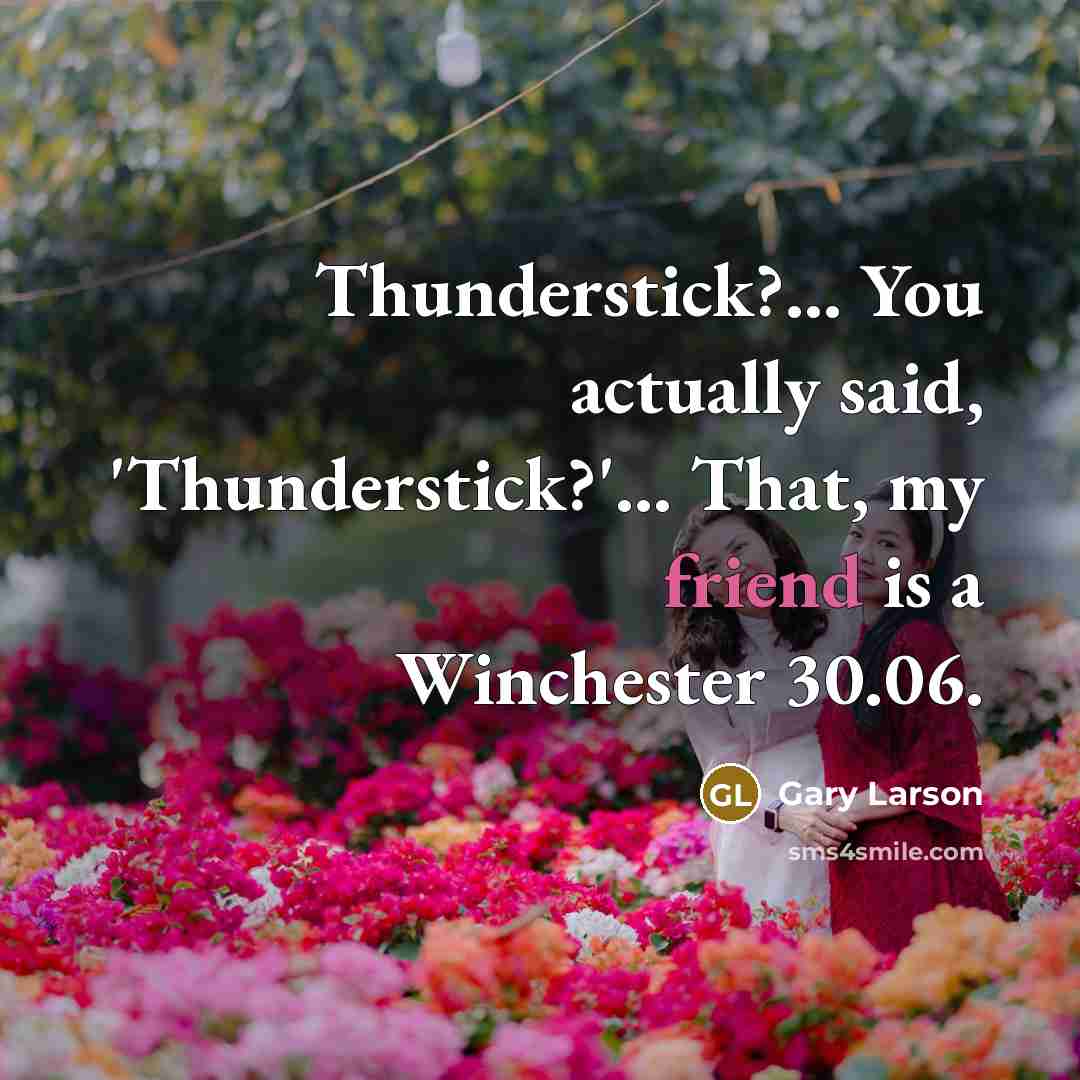 “Thunderstick?... You actually said, 'Thunderstick?'... That, my friend is a Winchester 30.06.” quote by Gary Larson