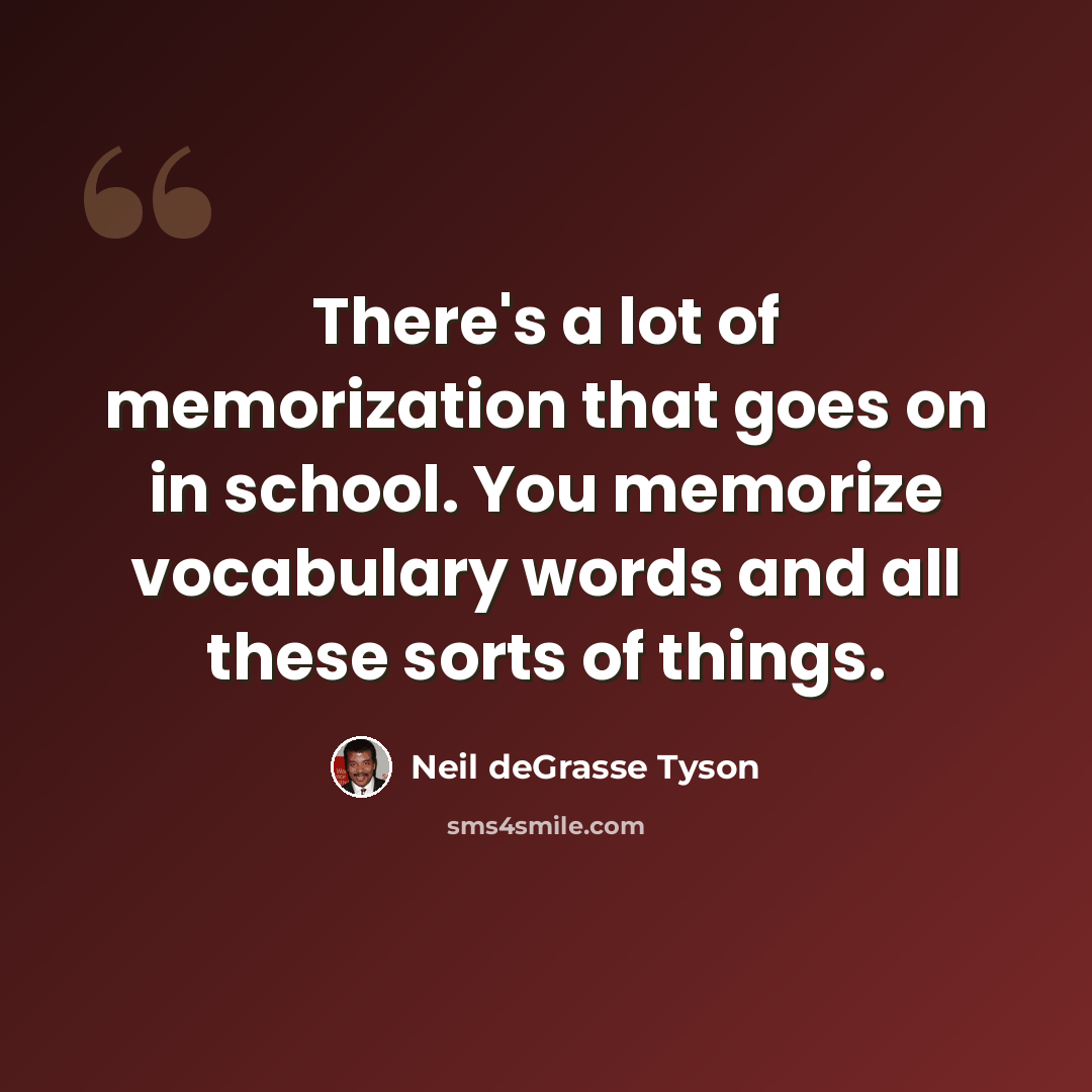 “There's a lot of memorization that goes on in school. You memorize vocabulary words and all these sorts of things.” quote by Neil deGrasse Tyson