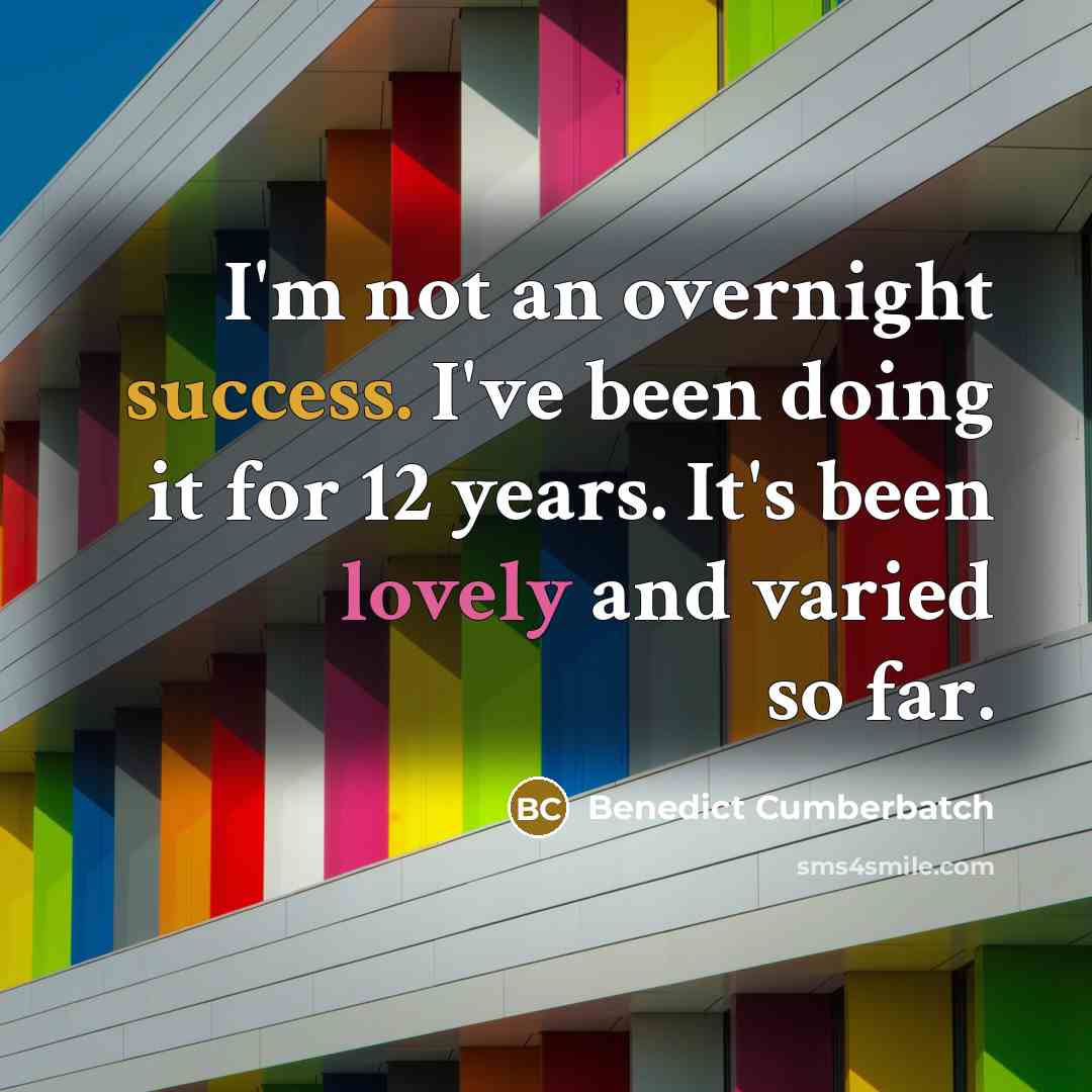 “I'm not an overnight success. I've been doing it for 12 years. It's been lovely and varied so far.” quote by Benedict Cumberbatch