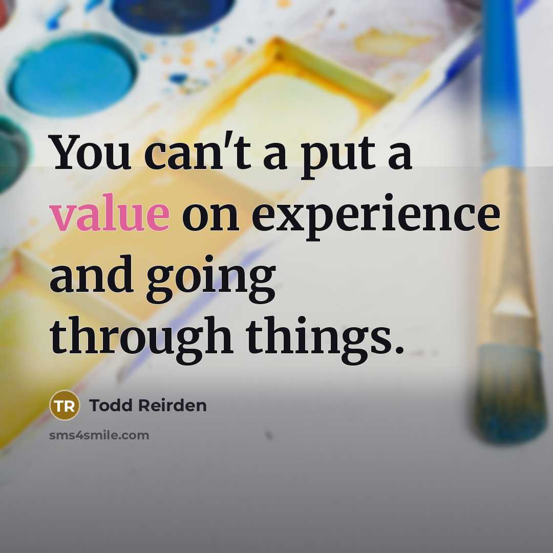 “You can't a put a value on experience and going through things.” quote by Todd Reirden