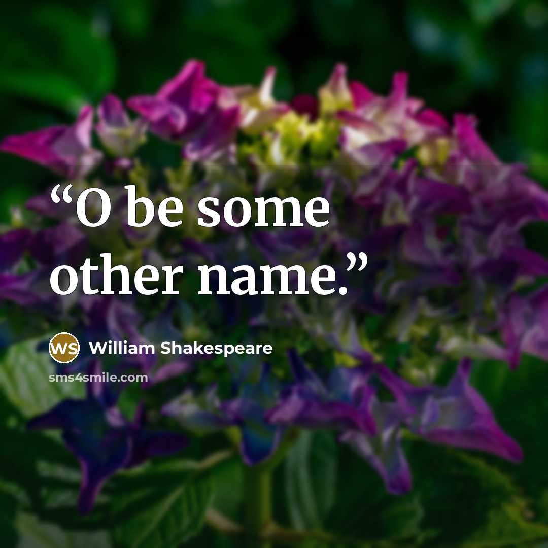 “O be some other name.” quote by William Shakespeare
