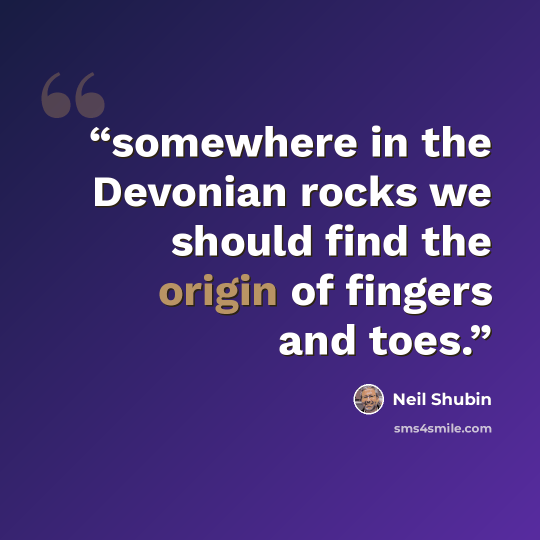 “somewhere in the Devonian rocks we should find the origin of fingers and toes.” quote by Neil Shubin