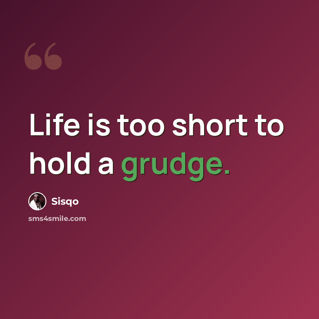 “Life is too short to hold a grudge.” quote by Sisqo