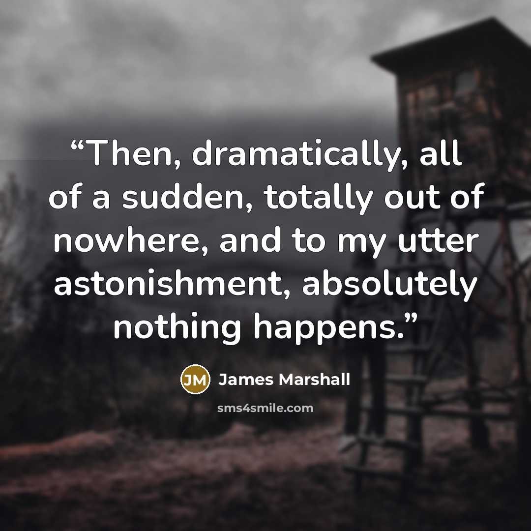 “Then, dramatically, all of a sudden, totally out of nowhere, and to my utter astonishment, absolutely nothing happens.” quote by James Marshall