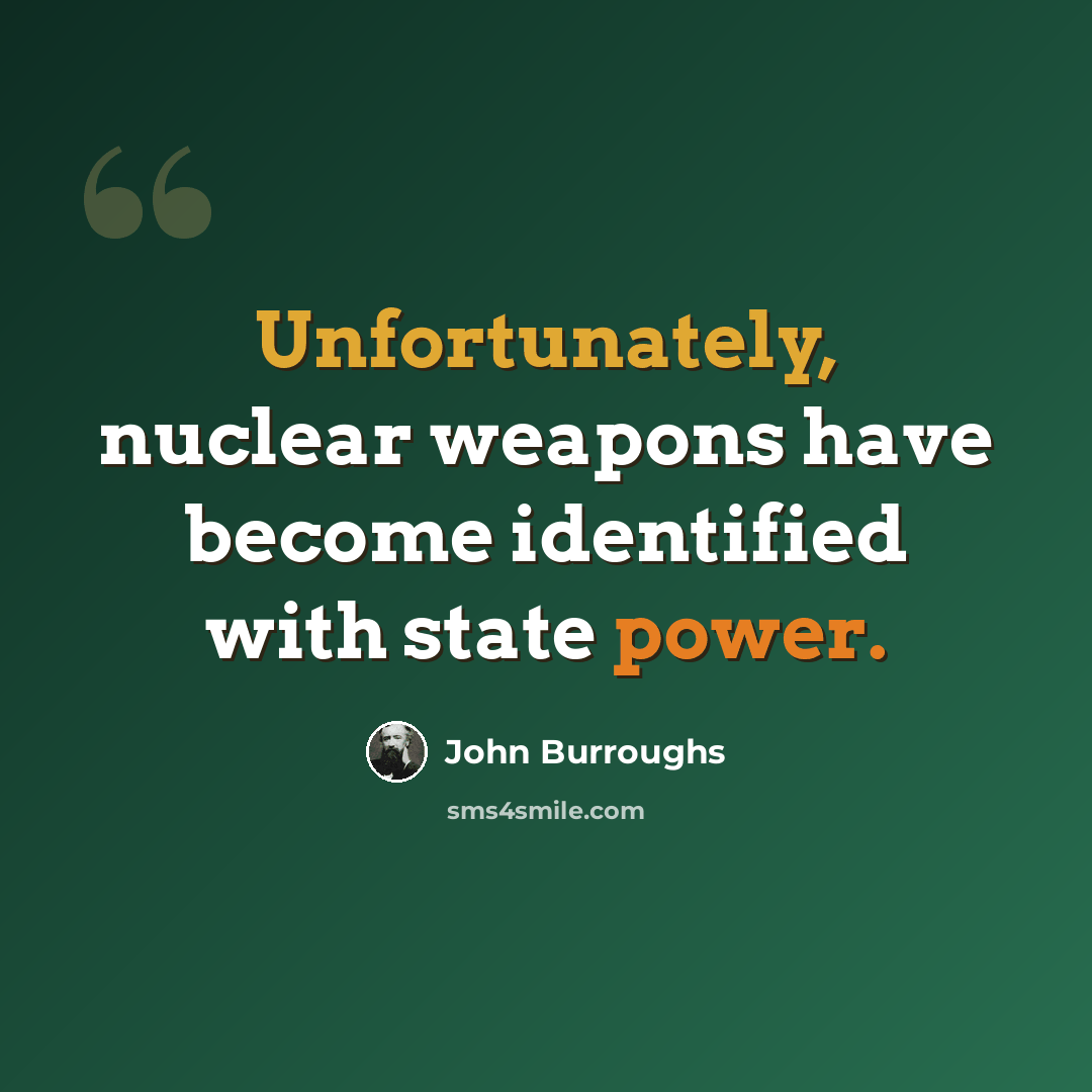 “Unfortunately, nuclear weapons have become identified with state power.” quote by John Burroughs