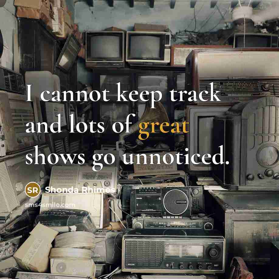 “I cannot keep track and lots of great shows go unnoticed.” quote by Shonda Rhimes