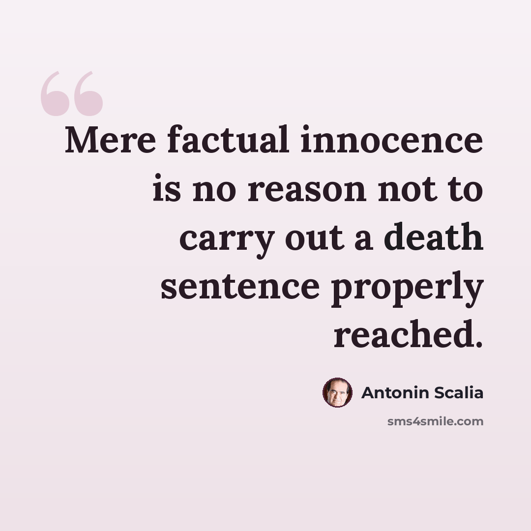 “Mere factual innocence is no reason not to carry out a death sentence properly reached.” quote by Antonin Scalia