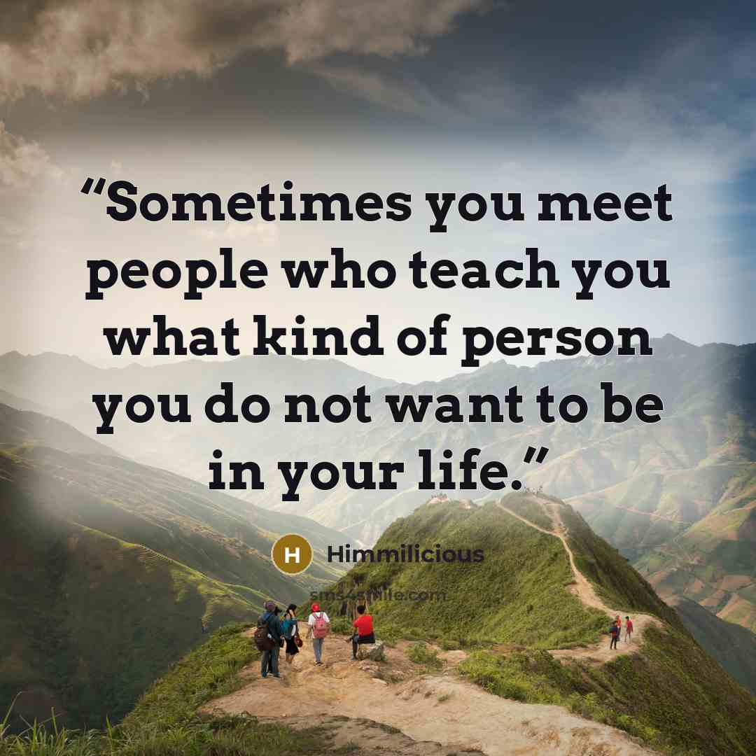“Sometimes you meet people who teach you what kind of person you do not want to be in your life.” quote by Himmilicious