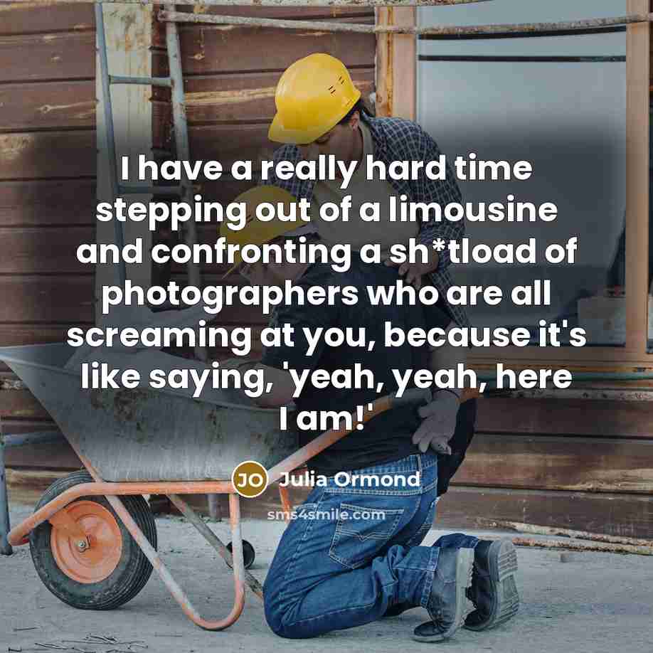 “I have a really hard time stepping out of a limousine and confronting a sh*tload of photographers who are all screaming at you, because it's like saying, 'yeah, yeah, here I am!'” quote by Julia Ormond