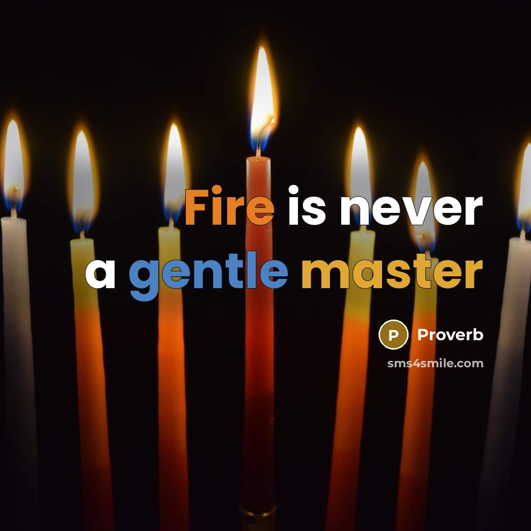 “Fire is never a gentle master” quote by Proverb
