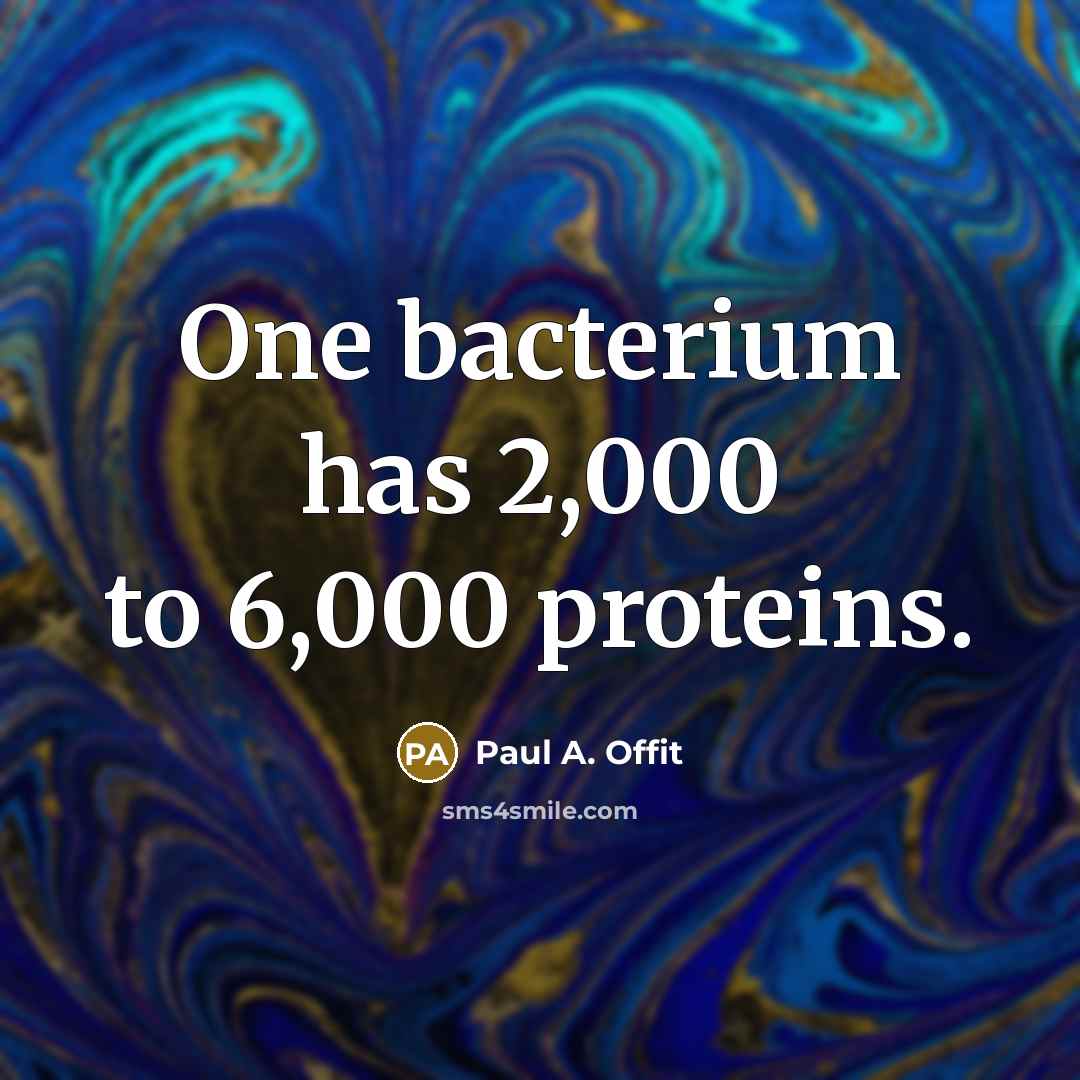 “One bacterium has 2,000 to 6,000 proteins.” quote by Paul A. Offit