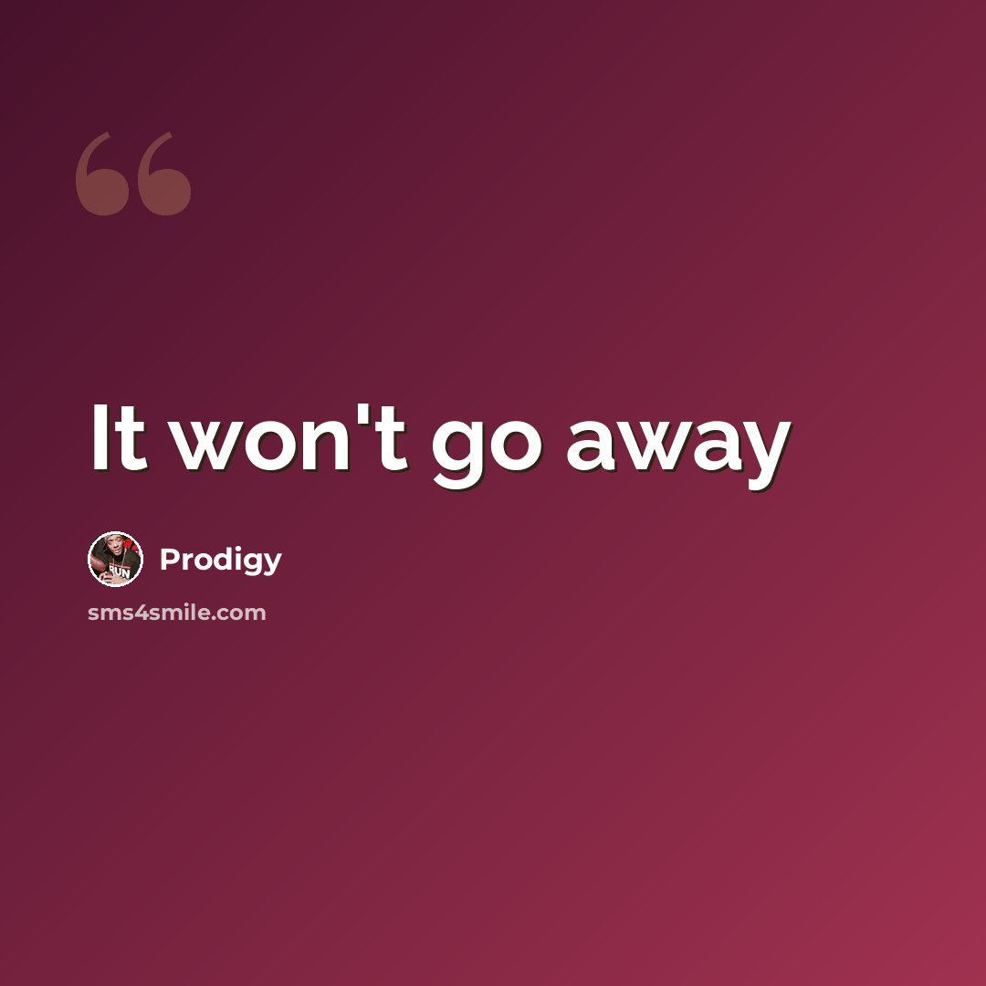 “It won't go away” quote by Prodigy