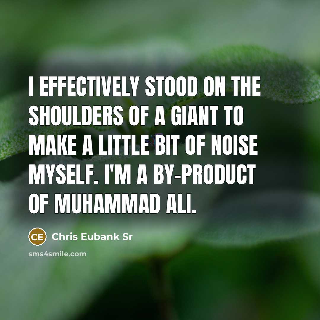 “I effectively stood on the shoulders of a giant to make a little bit of noise myself. I'm a by-product of Muhammad Ali.” quote by Chris Eubank Sr