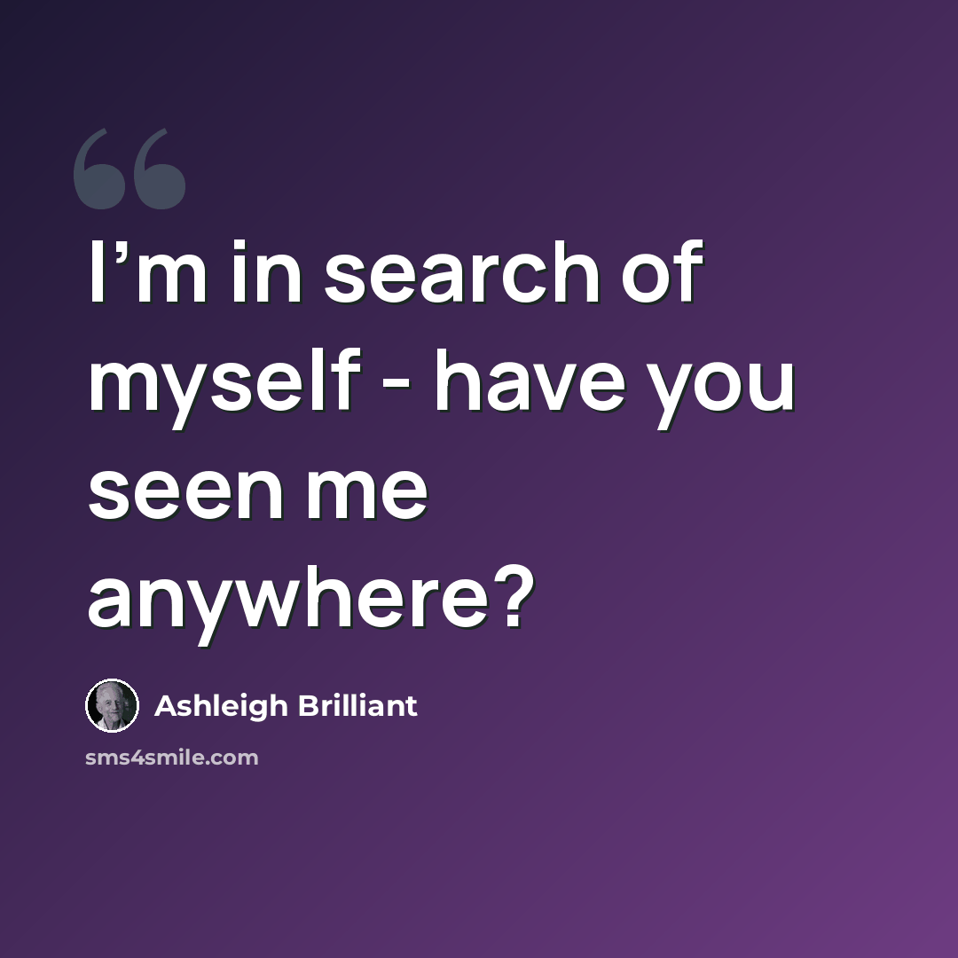 “I'm in search of myself - have you seen me anywhere?” quote by Ashleigh Brilliant