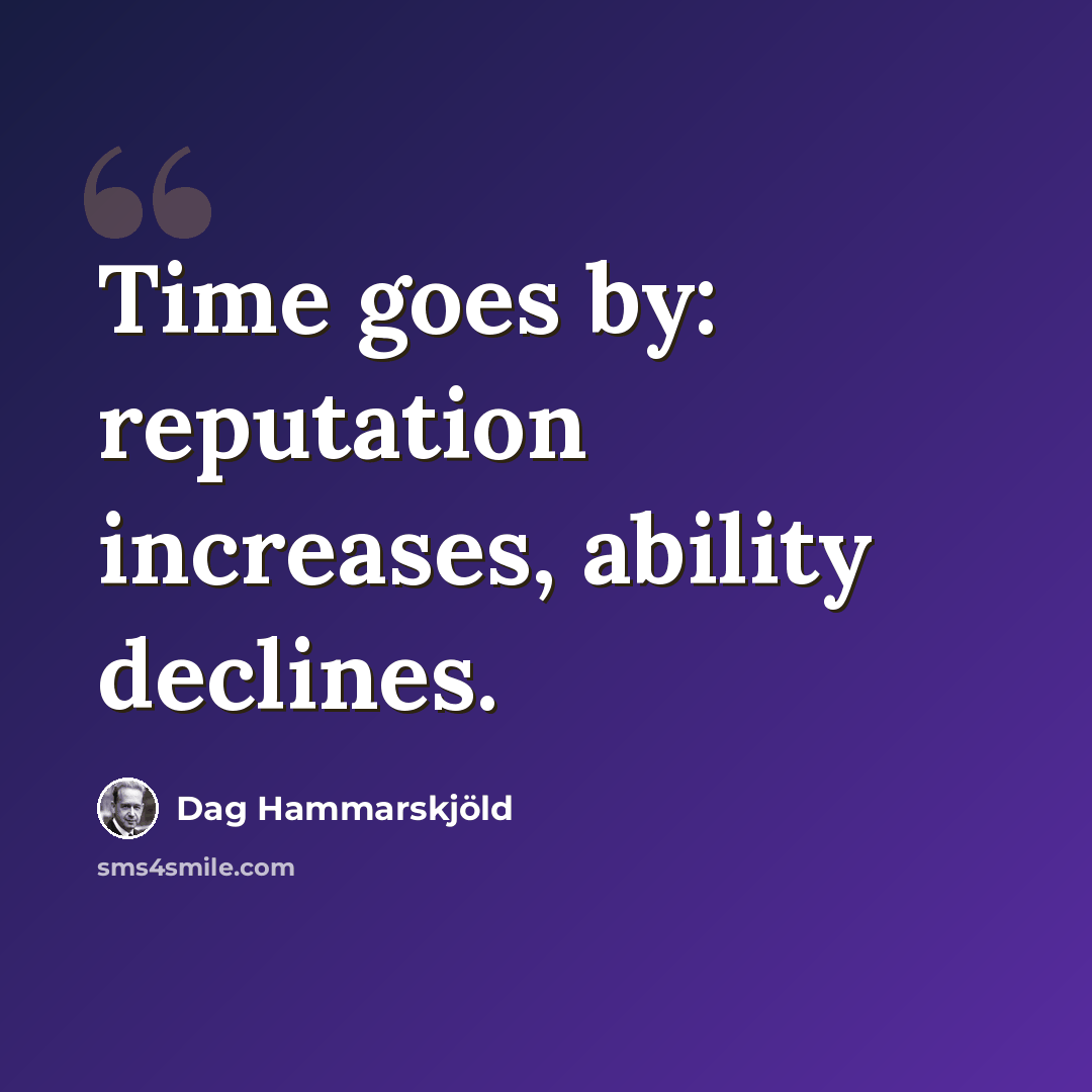 “Time goes by: reputation increases, ability declines.” quote by Dag Hammarskjold