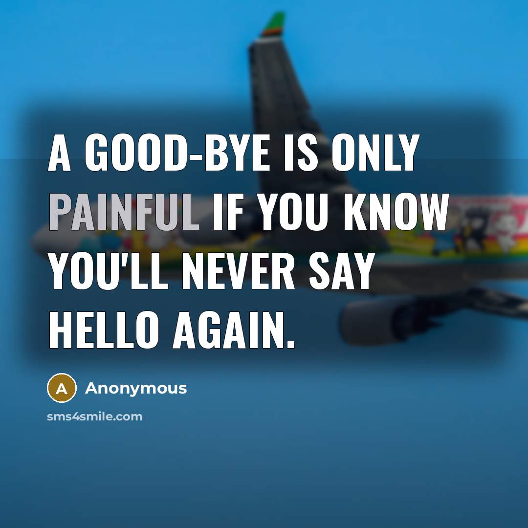 “A good-bye is only painful if you know you'll never say hello again.” quote by Anonymous