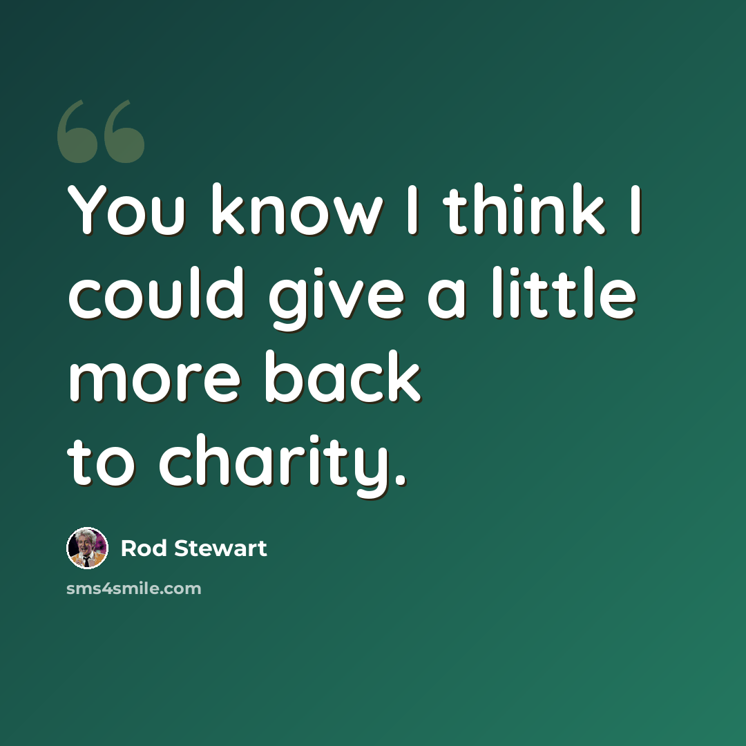 “You know I think I could give a little more back to charity.” quote by Rod Stewart