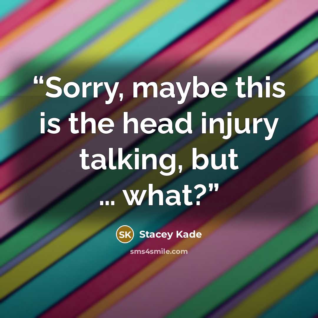 “Sorry, maybe this is the head injury talking, but … what?” quote by Stacey Kade