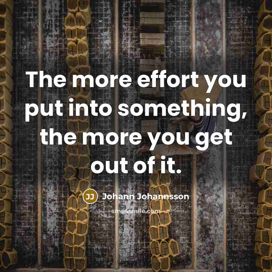“The more effort you put into something, the more you get out of it.” quote by Johann Johannsson
