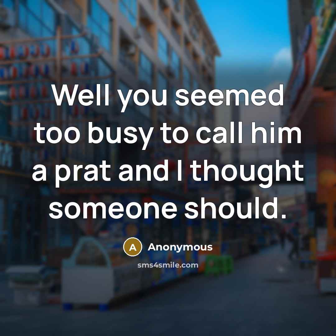 “Well you seemed too busy to call him a prat and I thought someone should.” quote by Anonymous