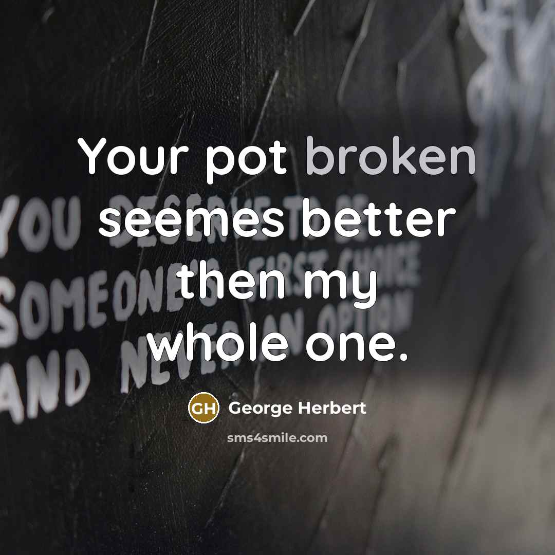 “Your pot broken seemes better then my whole one.” quote by George Herbert