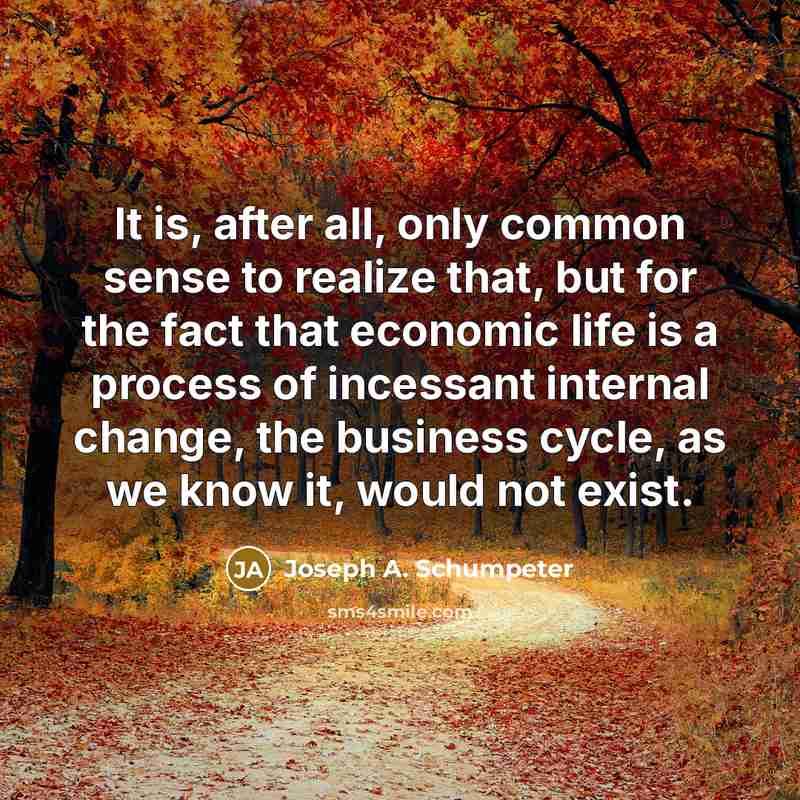“It is, after all, only common sense to realize that, but for the fact that economic life is a process of incessant internal change, the business cycle, as we know it, would not exist.” quote by Joseph A. Schumpeter