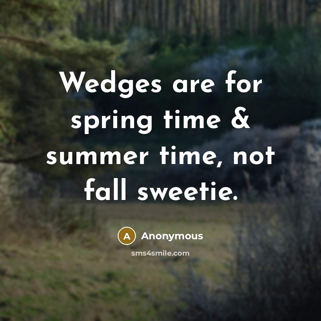 “Wedges are for spring time & summer time, not fall sweetie.” quote by Anonymous