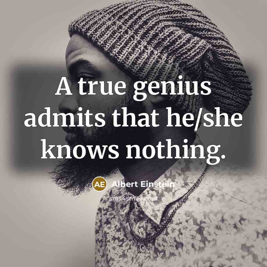 “A true genius admits that he/she knows nothing.” quote by Albert Einstein
