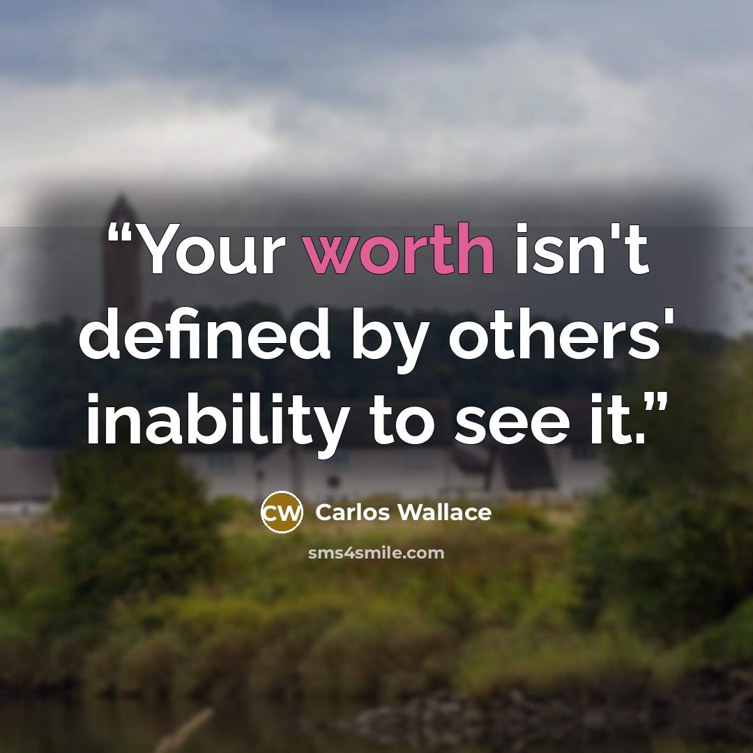 “Your worth isn't defined by others' inability to see it.” quote by Carlos Wallace