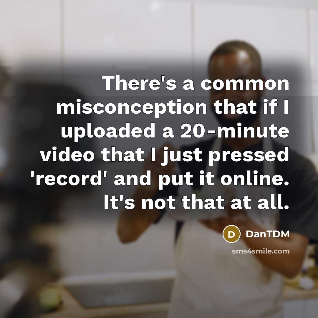 “There's a common misconception that if I uploaded a 20-minute video that I just pressed 'record' and put it online. It's not that at all.” quote by DanTDM