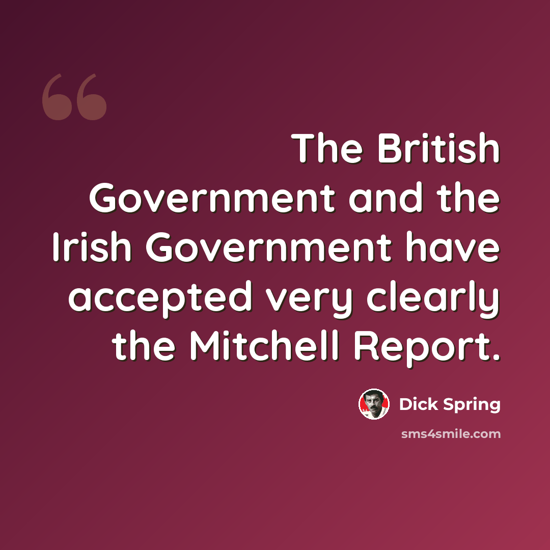 “The British Government and the Irish Government have accepted very clearly the Mitchell Report.” quote by Dick Spring