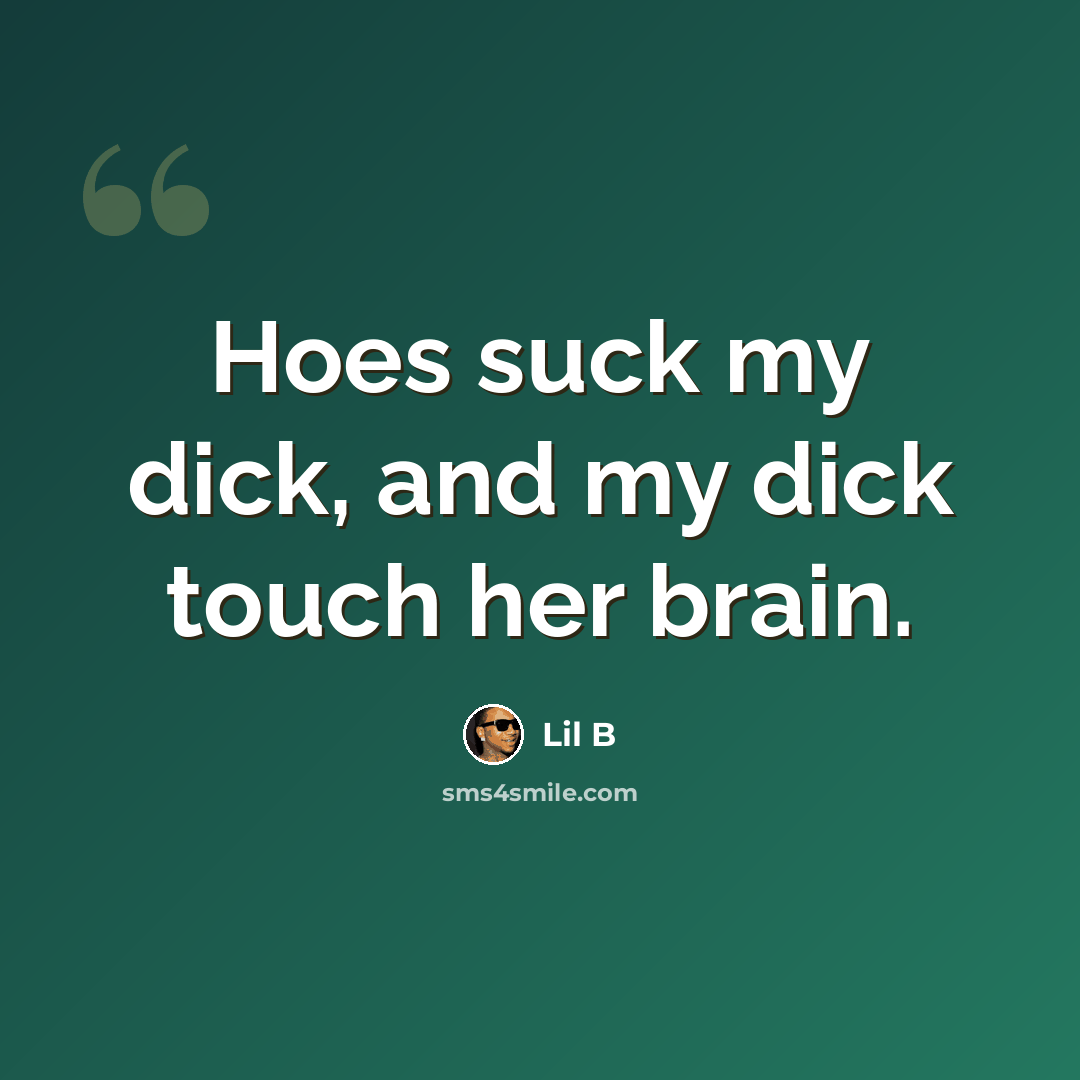 “Hoes suck my dick, and my dick touch her brain.” quote by Lil B