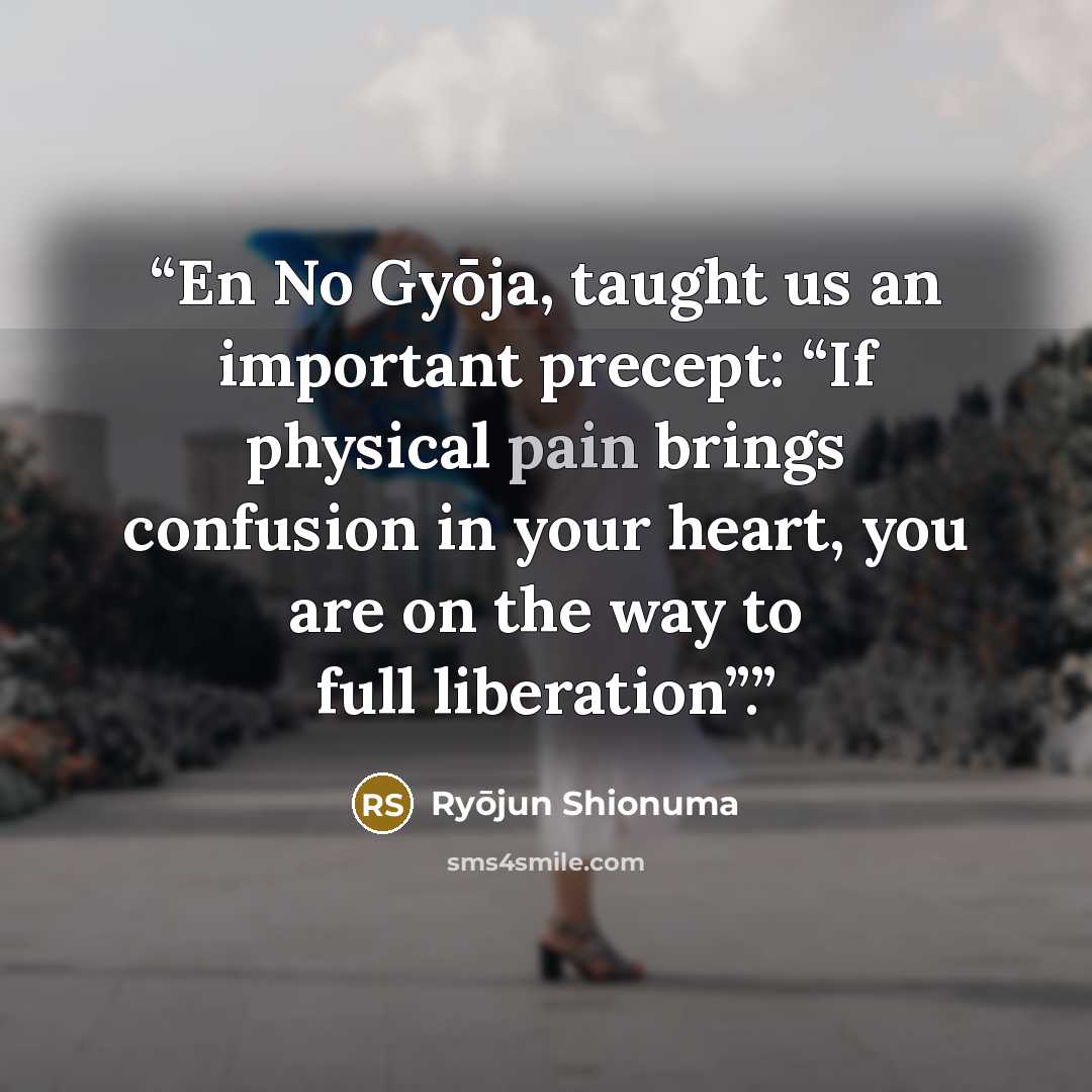 “En No Gyōja, taught us an important precept: “If physical pain brings confusion in your heart, you are on the way to full liberation”.” quote by Ryōjun Shionuma