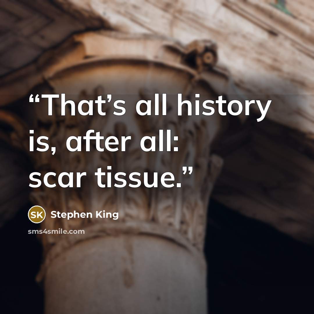 “That’s all history is, after all: scar tissue.” quote by Stephen King