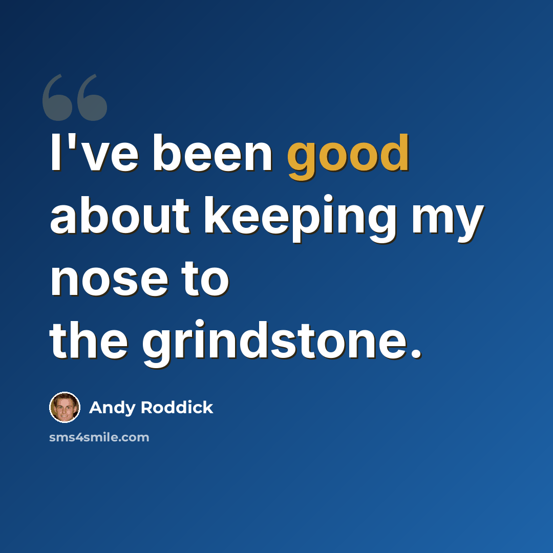 “I've been good about keeping my nose to the grindstone.” quote by Andy Roddick
