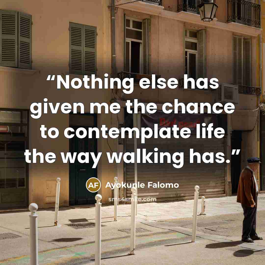 “Nothing else has given me the chance to contemplate life the way walking has.” quote by Ayokunle Falomo