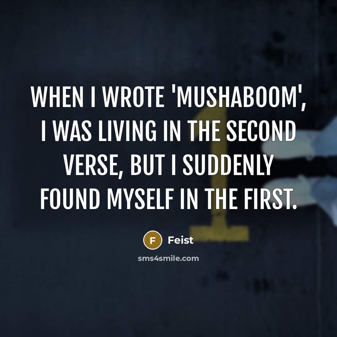 “When I wrote 'Mushaboom', I was living in the second verse, but I suddenly found myself in the first.” quote by Feist