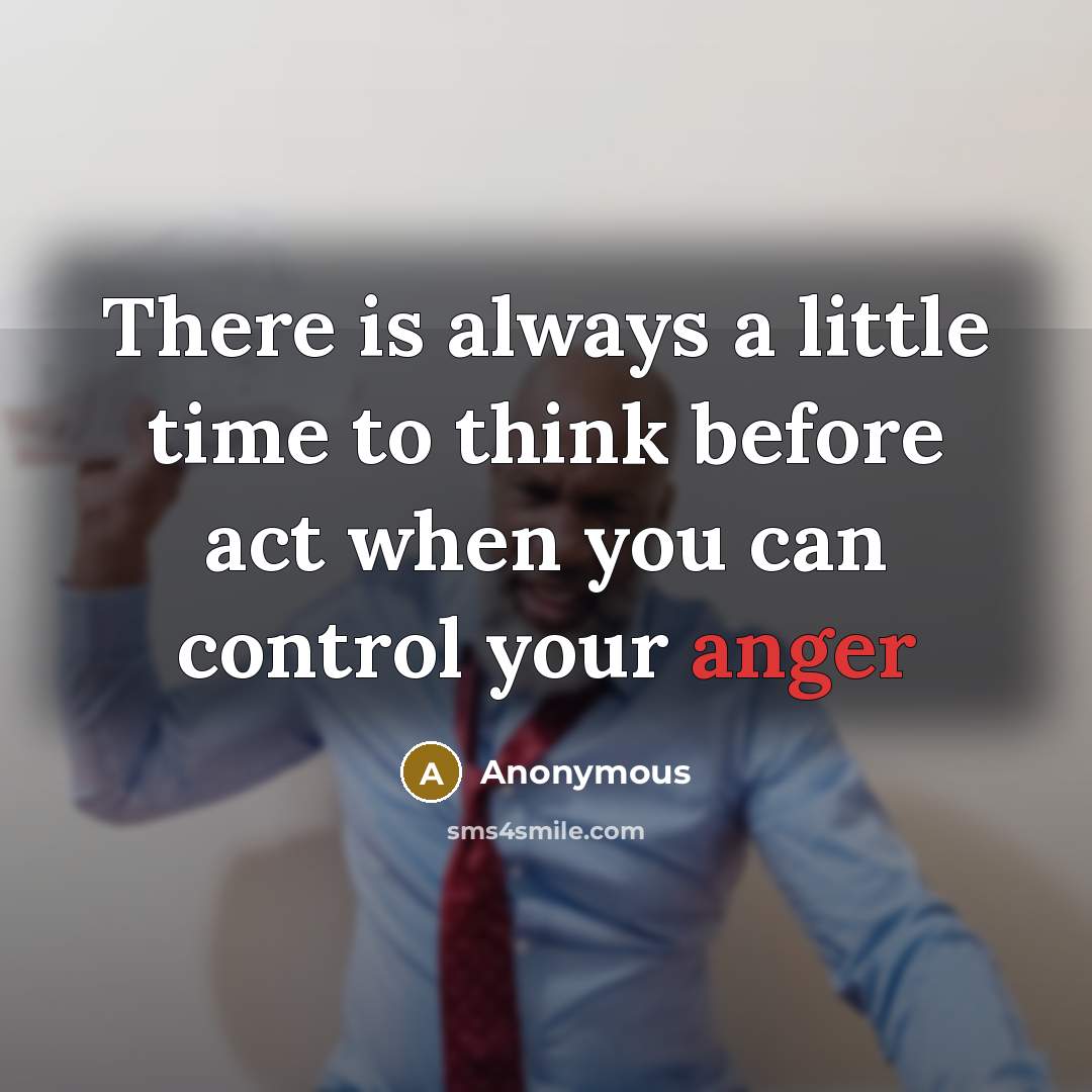“There is always a little time to think before act when you can control your anger” quote by Anonymous