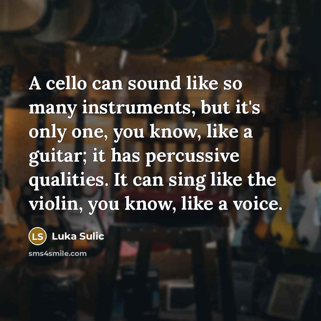 “A cello can sound like so many instruments, but it's only one, you know, like a guitar; it has percussive qualities. It can sing like the violin, you know, like a voice.” quote by Luka Sulic