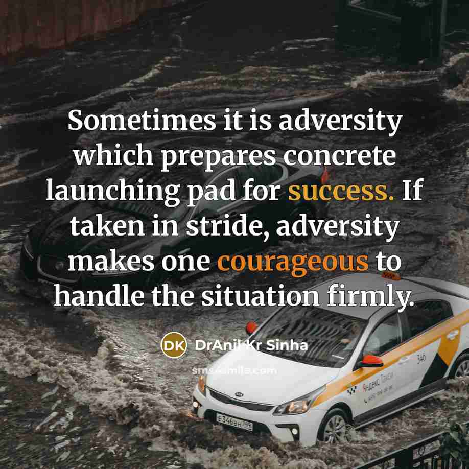“Sometimes it is adversity which prepares concrete launching pad for success. If taken in stride, adversity makes one courageous to handle the situation firmly.” quote by DrAnil Kr Sinha