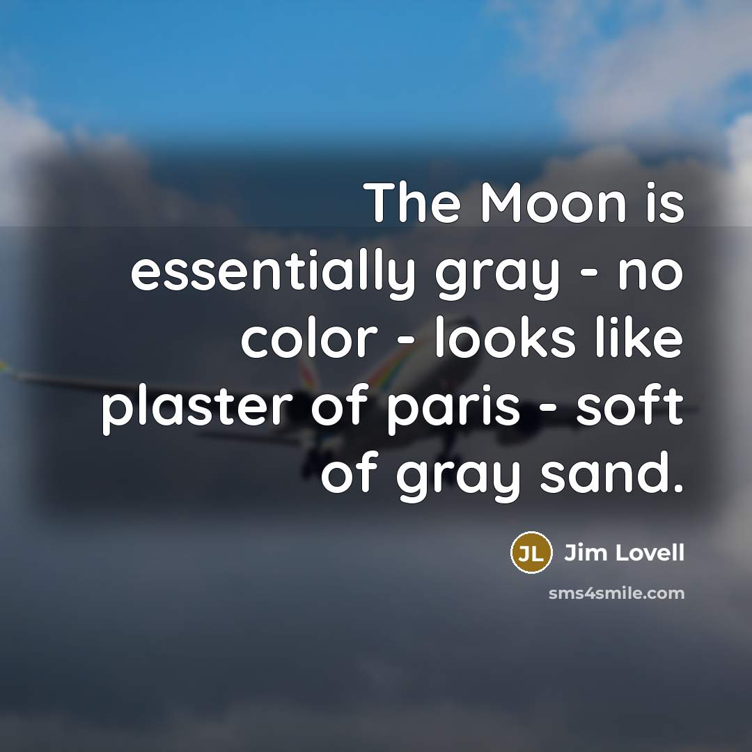 “The Moon is essentially gray - no color - looks like plaster of paris - soft of gray sand.” quote by Jim Lovell
