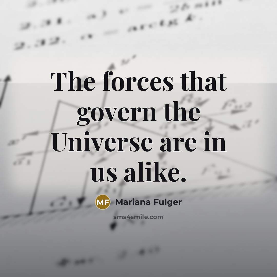 “The forces that govern the Universe are in us alike.” quote by Mariana Fulger