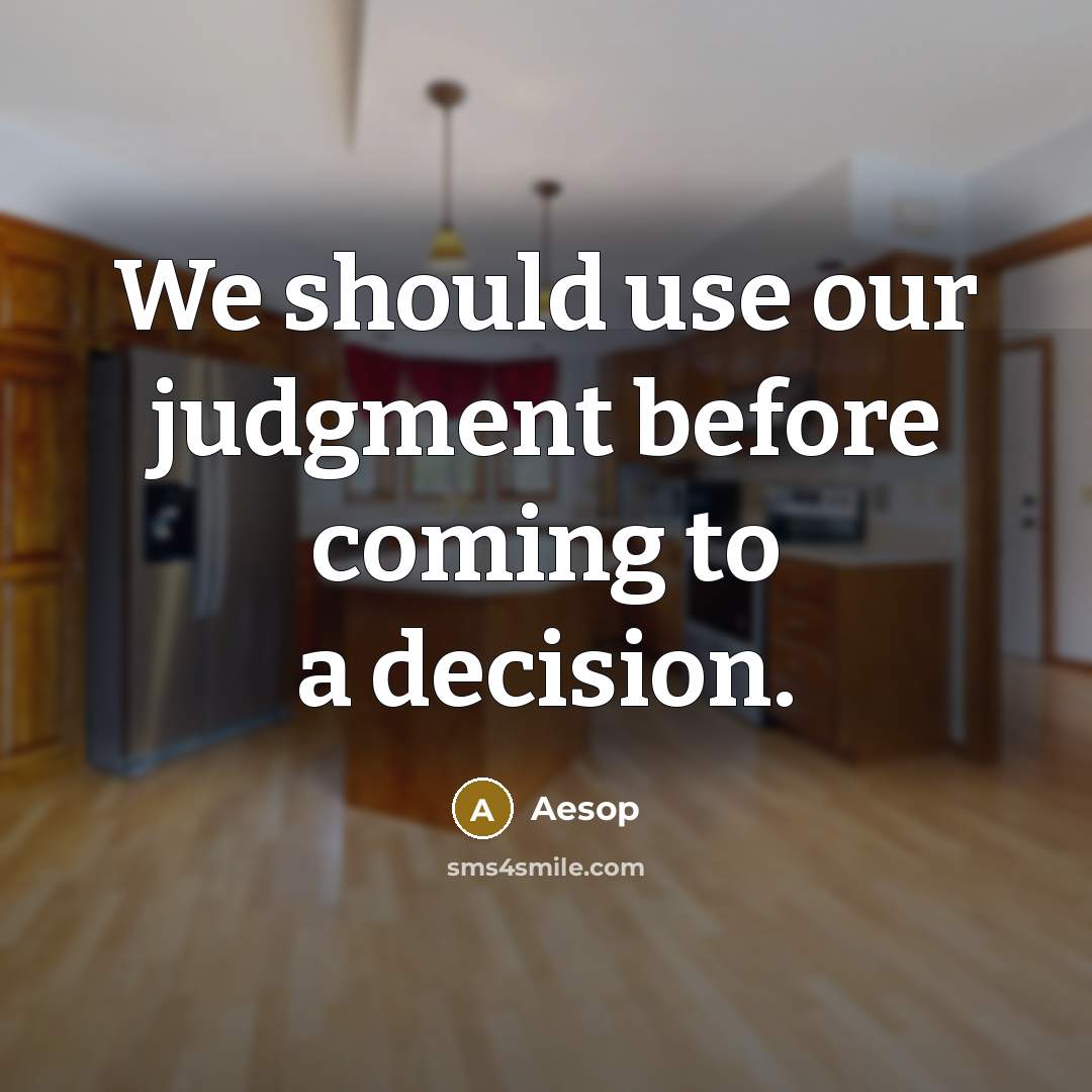 “We should use our judgment before coming to a decision.” quote by Aesop