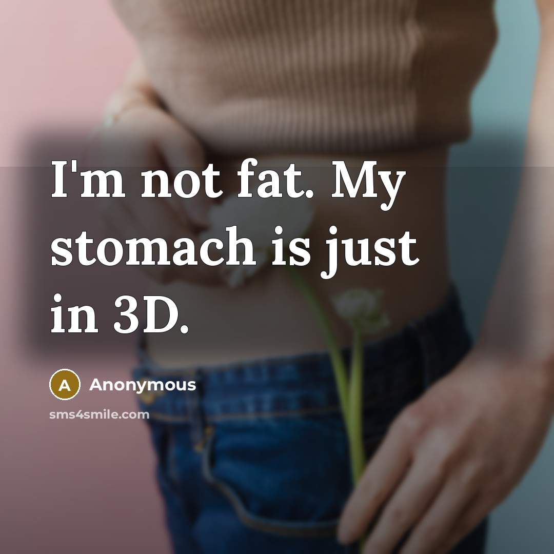“I'm not fat. My stomach is just in 3D.” quote by Anonymous