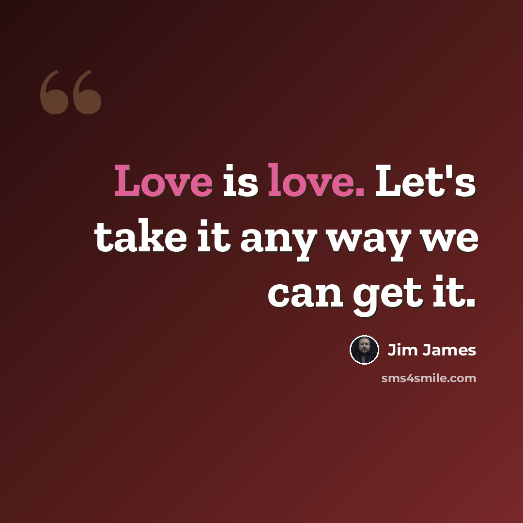 “Love is love. Let's take it any way we can get it.” quote by Jim James