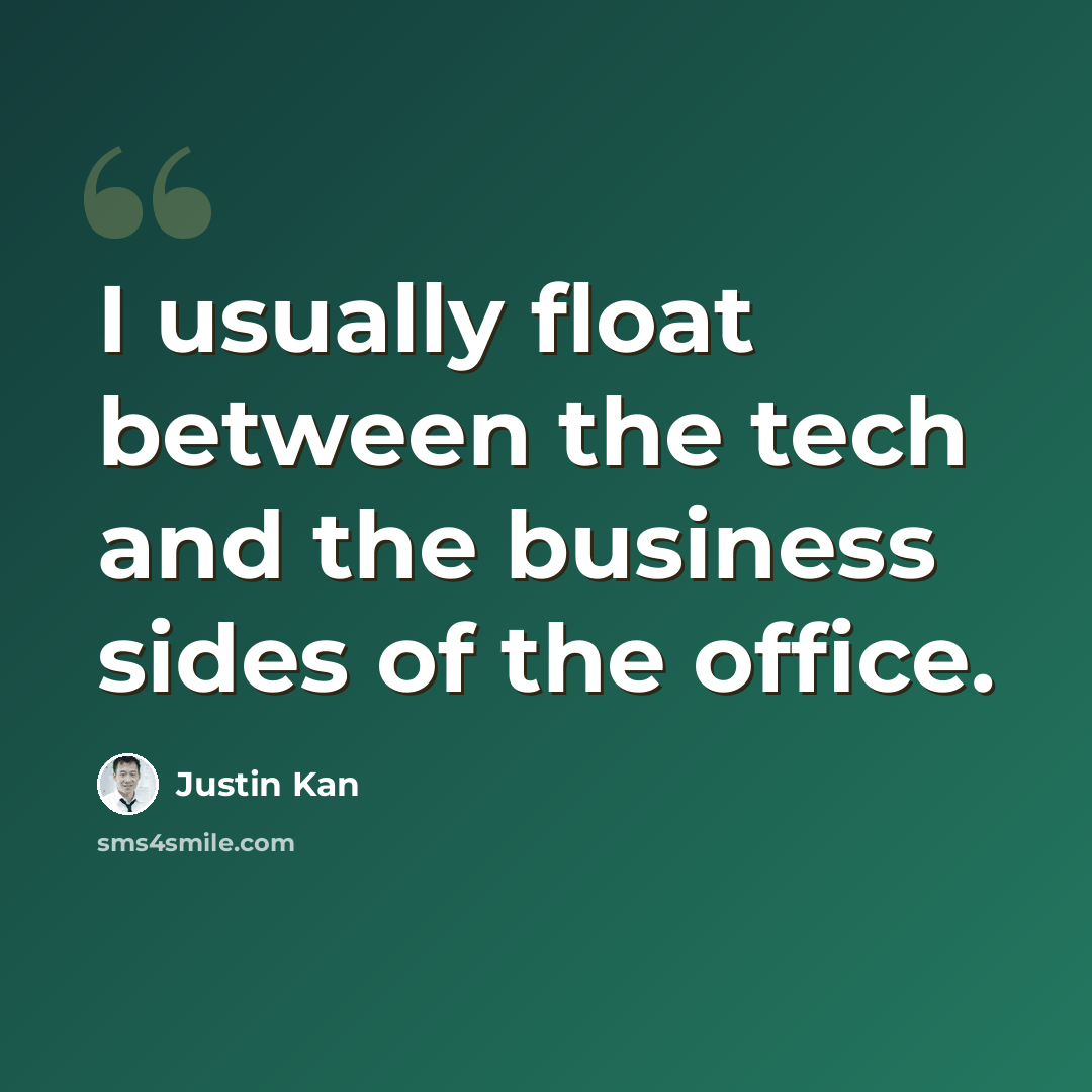 “I usually float between the tech and the business sides of the office.” quote by Justin Kan