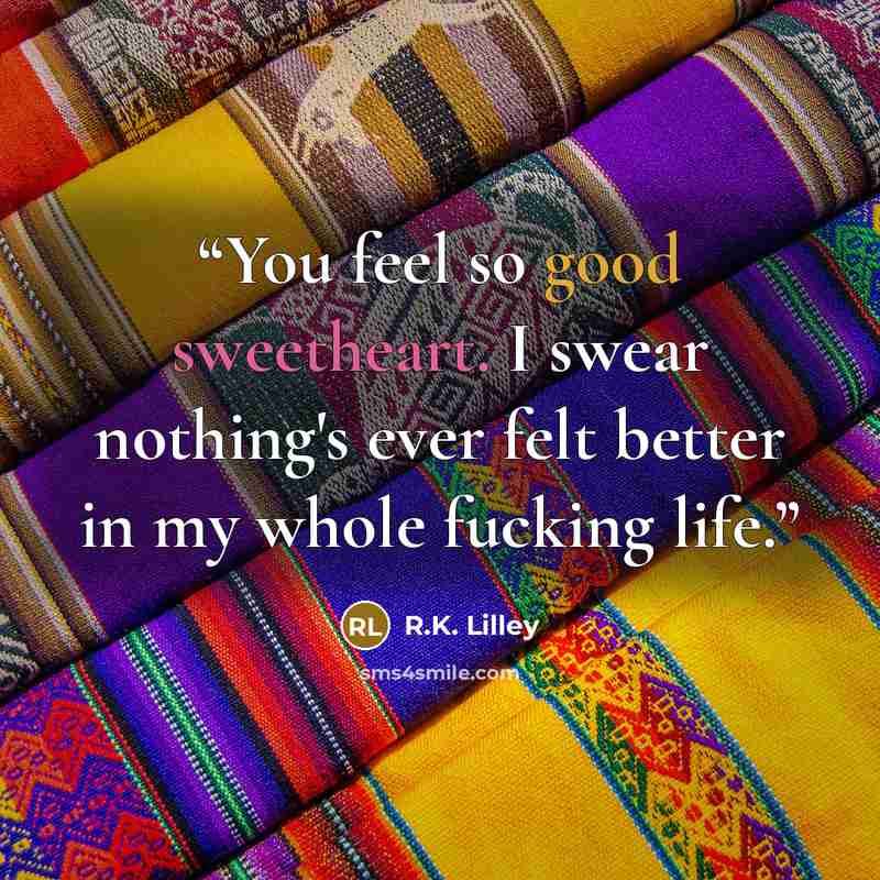 “You feel so good sweetheart. I swear nothing's ever felt better in my whole fucking life.” quote by R.K. Lilley
