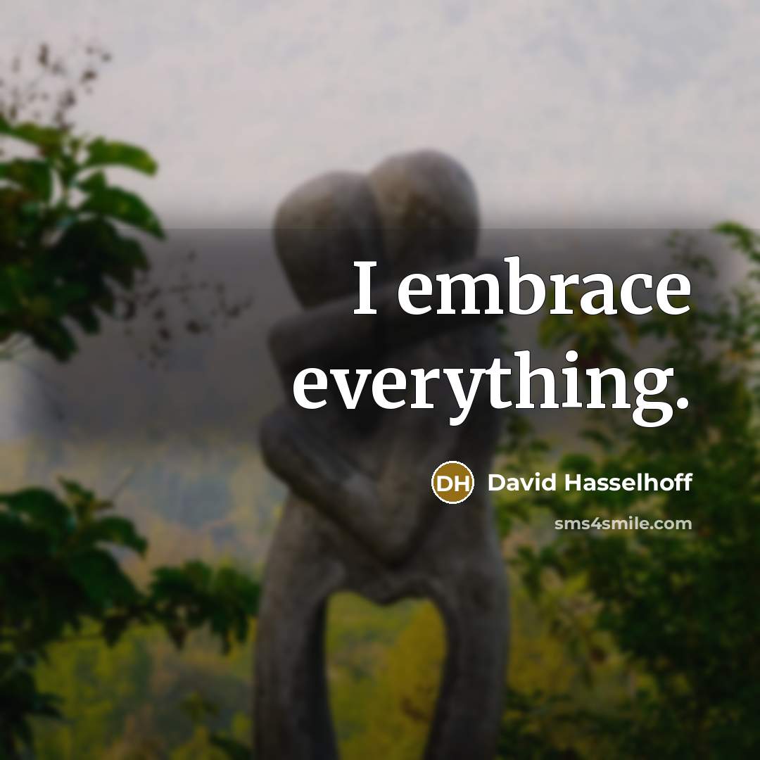 “I embrace everything.” quote by David Hasselhoff
