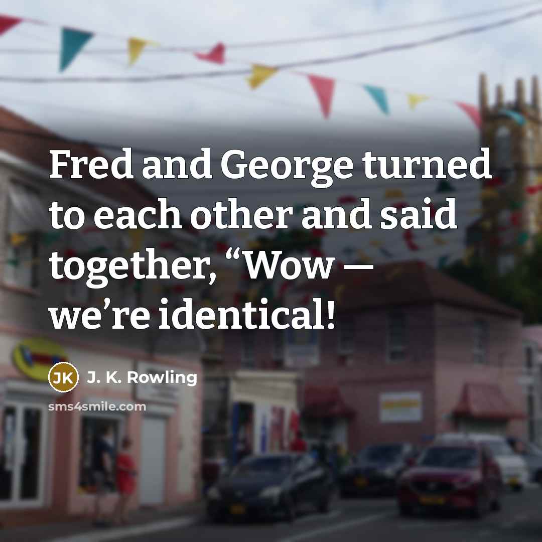 “Fred and George turned to each other and said together, “Wow — we’re identical!” quote by J. K. Rowling